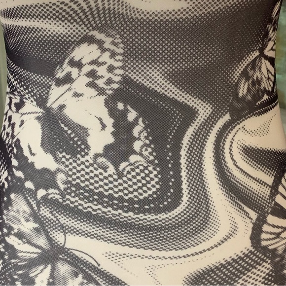URBAN OUTFITTERS Sheer Mesh Mock Neck Mini Dress Butterfly Print Size XS - Picture 8 of 14